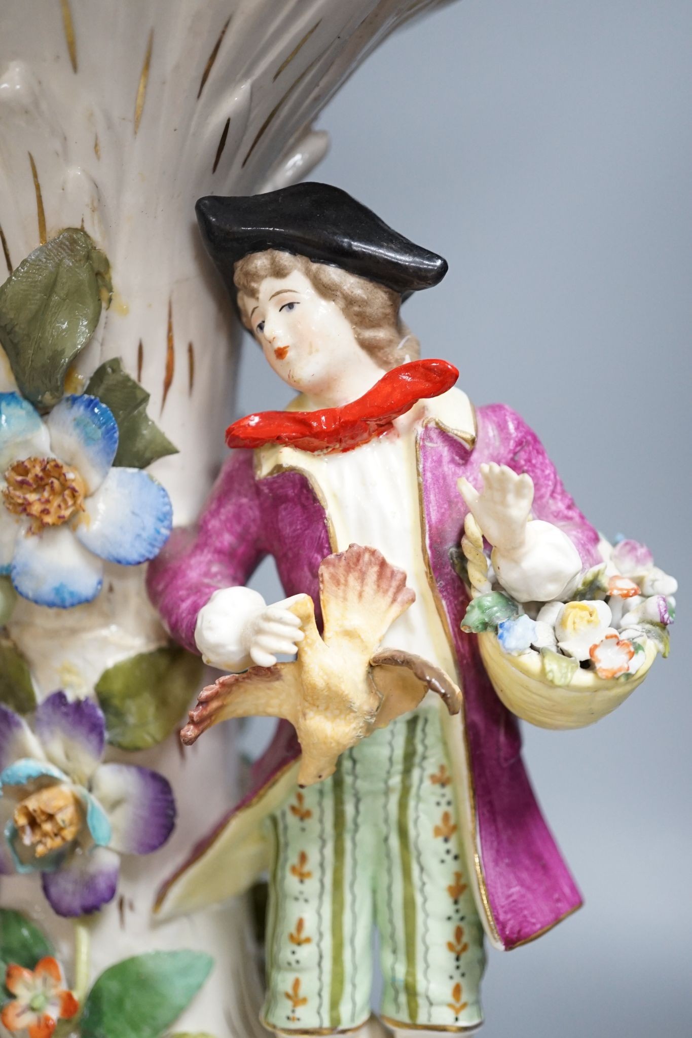 A Sitzendorf porcelain figural centrepiece, 49cm